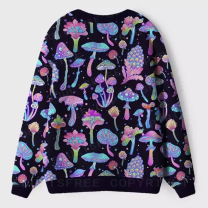 Mystic Mushroom Eye Totem Ugly Cardigan Sweaters