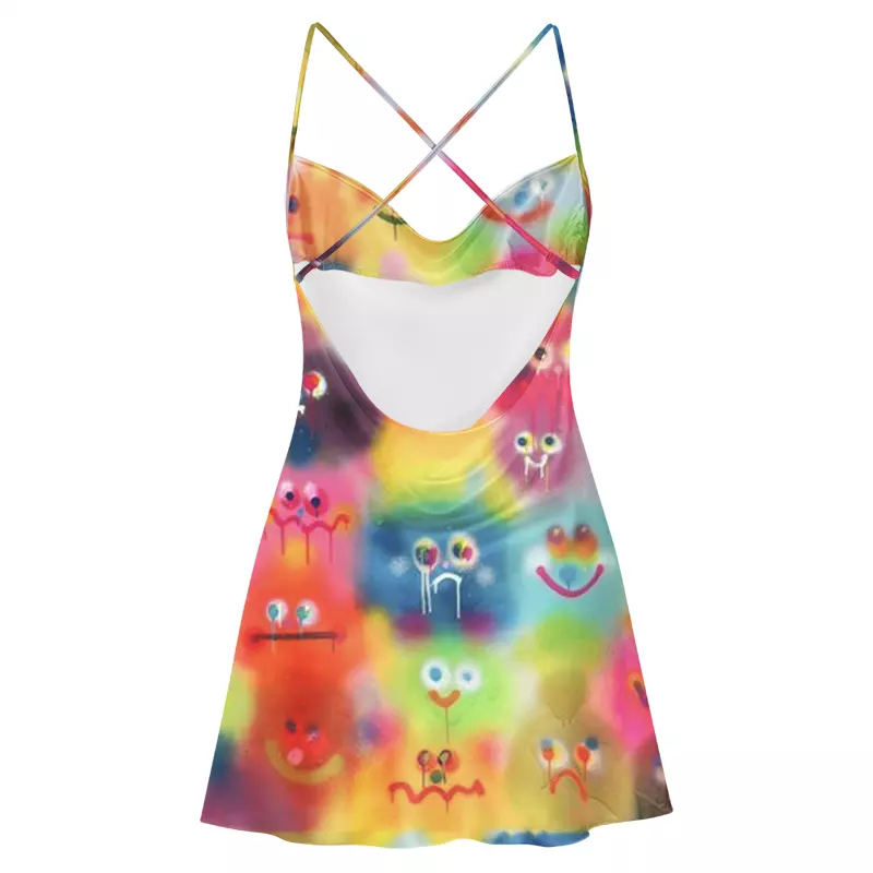 Soulisfree Neon Mood Cowl Neck Satin Mini Dress