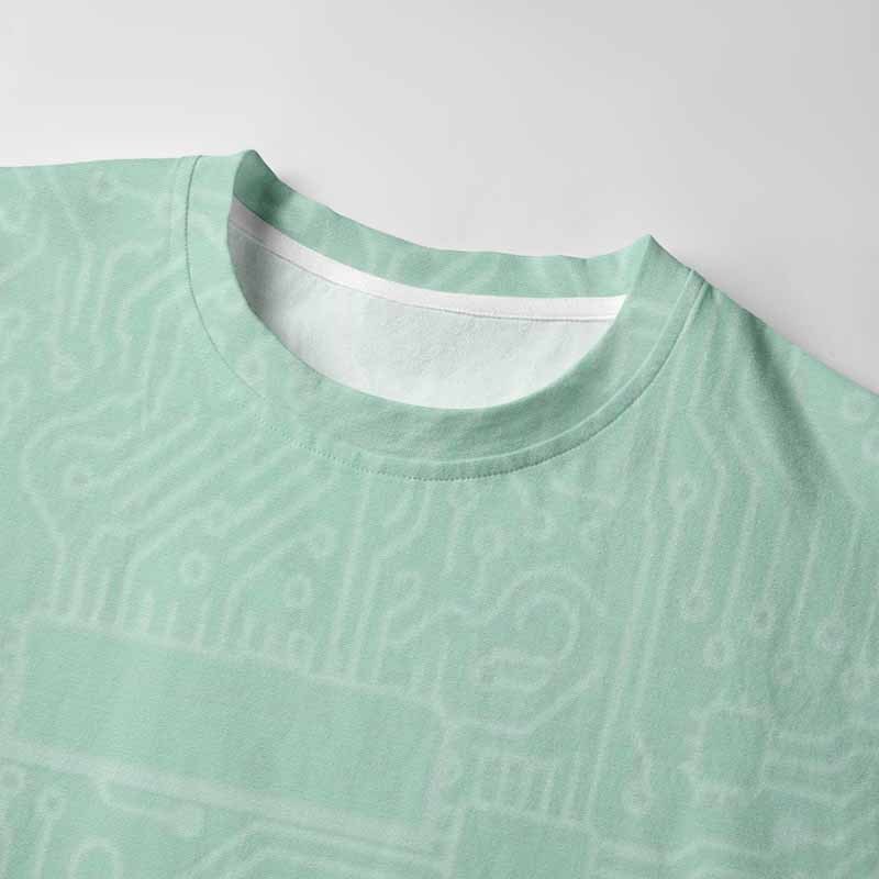Soulisfree Circuit Board Waves Long Sleeve Cotton Tee
