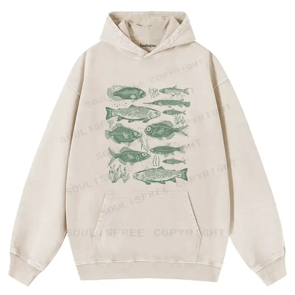 Retro Fish Washed Hoodie