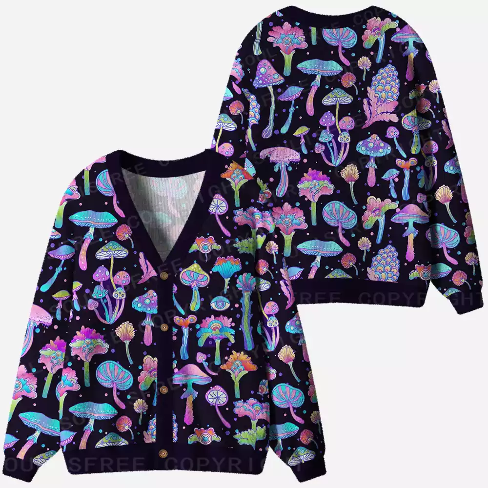 Mystic Mushroom Eye Totem Ugly Cardigan Sweaters
