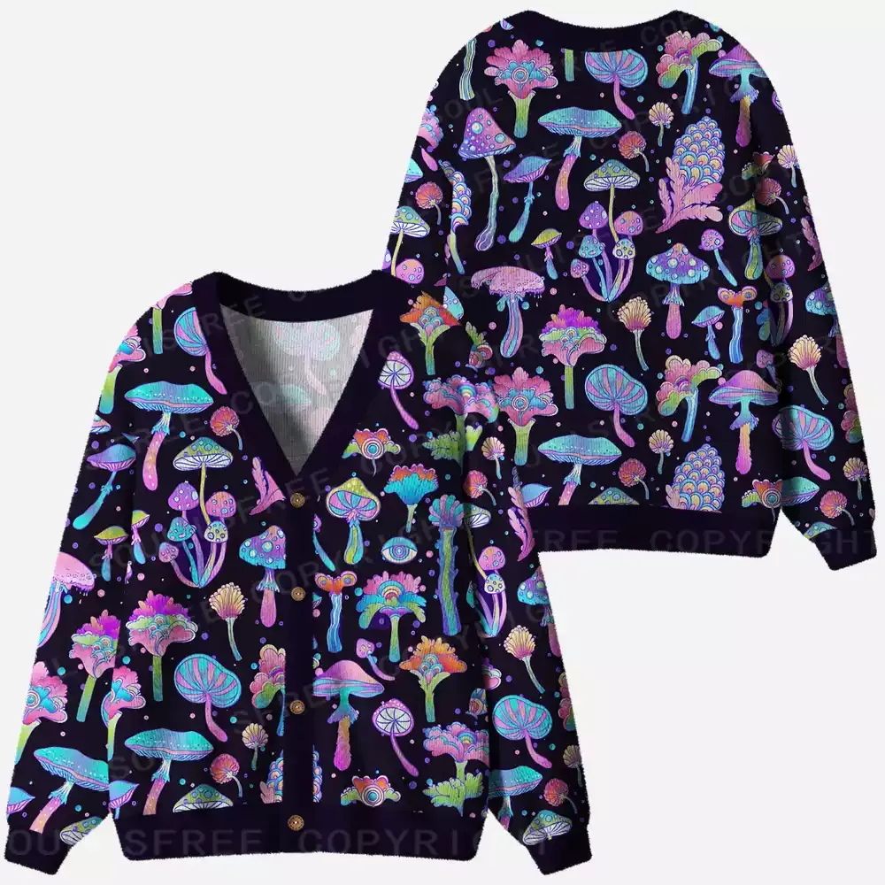 Mystic Mushroom Eye Totem Ugly Cardigan Sweaters