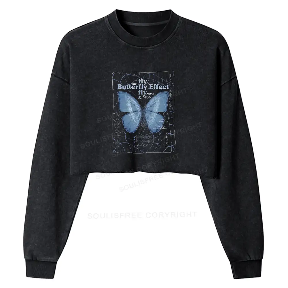 Butterfly Effect Washed Cropped Sweatshirt