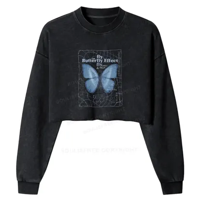 Butterfly Effect Washed Cropped Sweatshirt