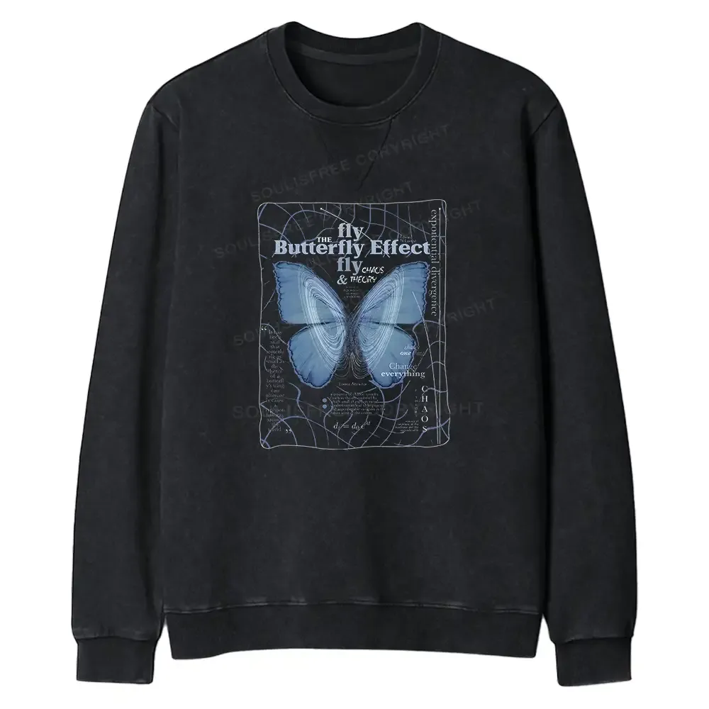 Designed Butterfly Effect Regular Fit Washed Sweatshirt