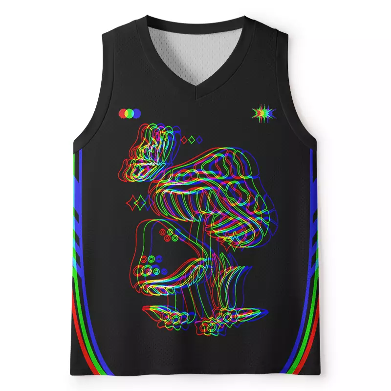 Soulisfree Psychedelic Mushroom Optic Lines Illusion Mesh Tank