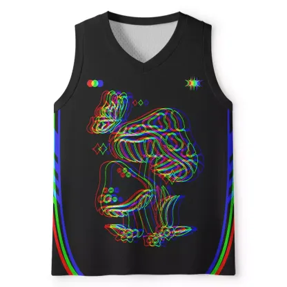 Soulisfree Psychedelic Mushroom Optic Lines Illusion Mesh Tank