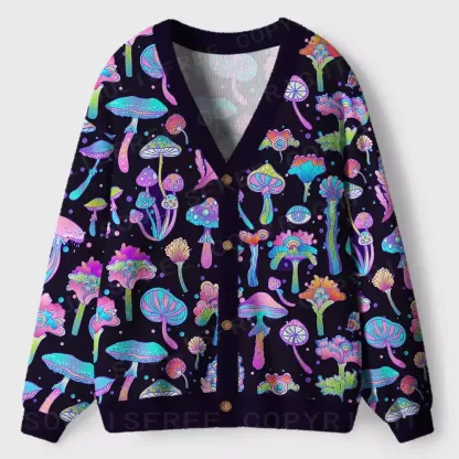 Mystic Mushroom Eye Totem Ugly Cardigan Sweaters