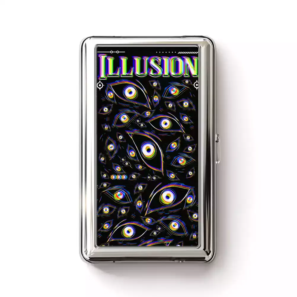 Designed Soulisfree Dream Aura of Blooming Optic Lines Illusion Metal Pocket Case