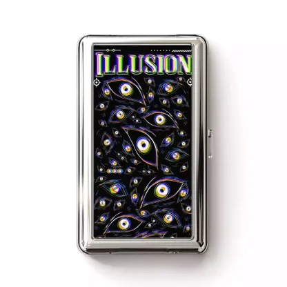 Soulisfree Dream Aura of Blooming Optic Lines Illusion Metal Pocket Case