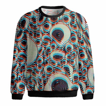 Soulisfree Trippy Optical Vortex Fuzzy Crewneck Sweater