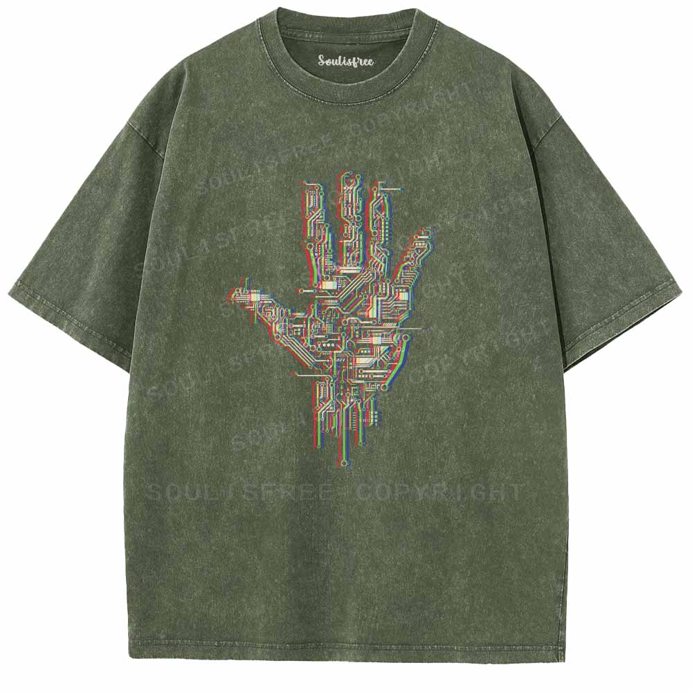 Soulisfree Digital Touch, Human Grasp Washed Tee