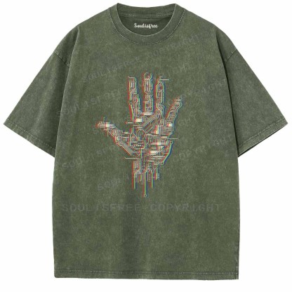 Soulisfree Digital Touch, Human Grasp Washed Tee