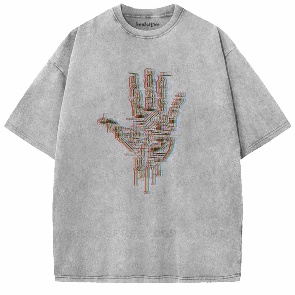 Soulisfree Digital Touch, Human Grasp Washed Tee