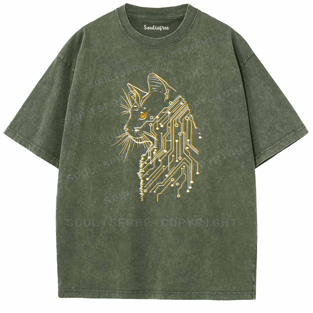 Soulisfree Code Woven Into Cat fur Washed Tee
