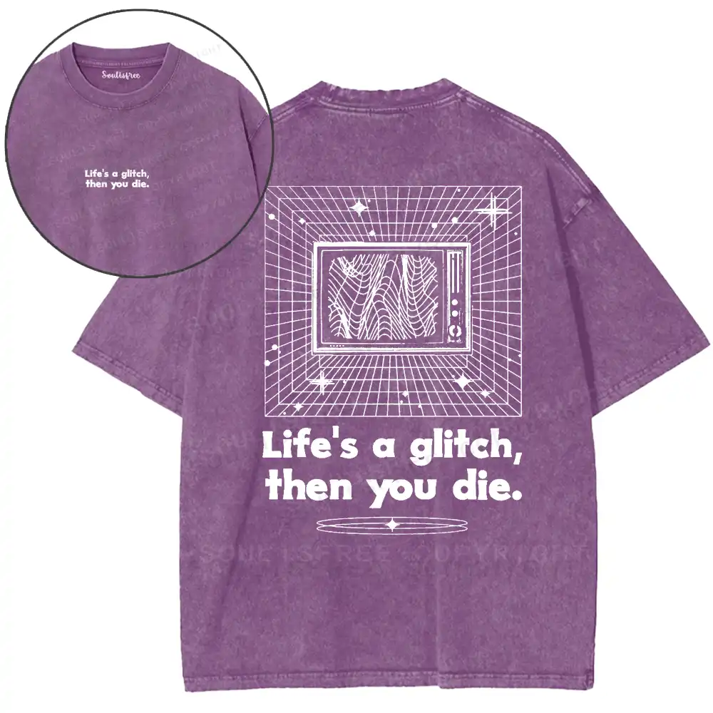 Life in Glitch Mode Washed T-shirt