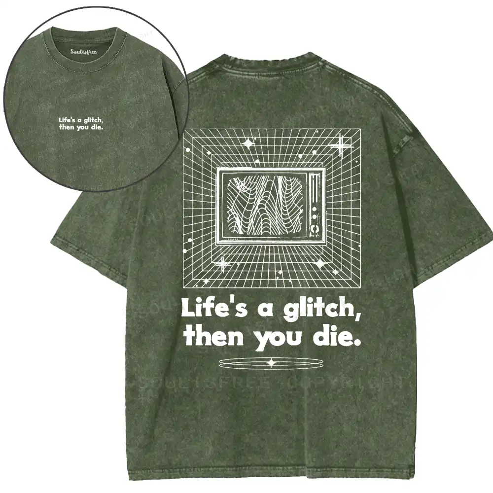 Life in Glitch Mode Washed T-shirt