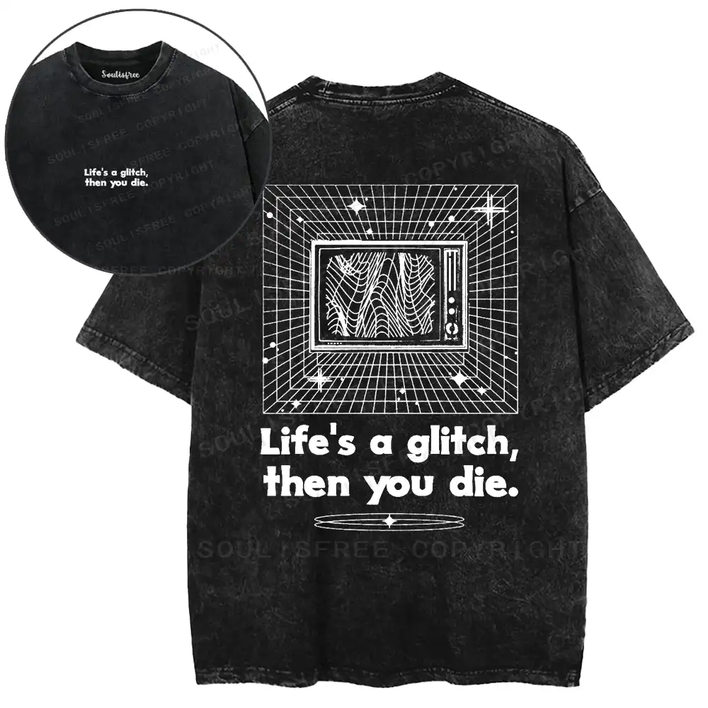 Life in Glitch Mode Washed T-shirt