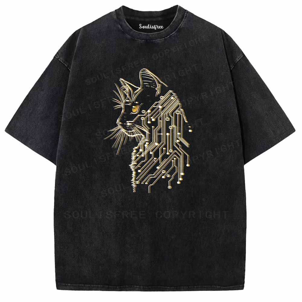 Soulisfree Code Woven Into Cat fur Washed Tee