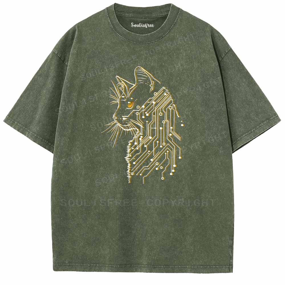 Soulisfree Code Woven Into Cat fur Washed Tee