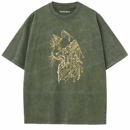 Soulisfree Code Woven Into Cat fur Washed Tee