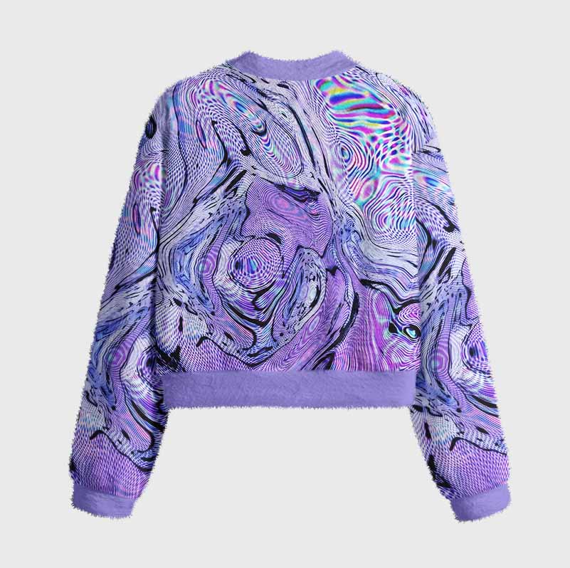Soulisfree Hypnotic Purple Vortex Women's Fuzzy Crewneck Sweater