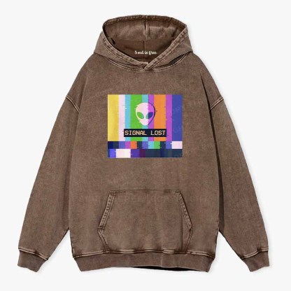 Soulisfree  SIGNAL LOST Washed Hoodie