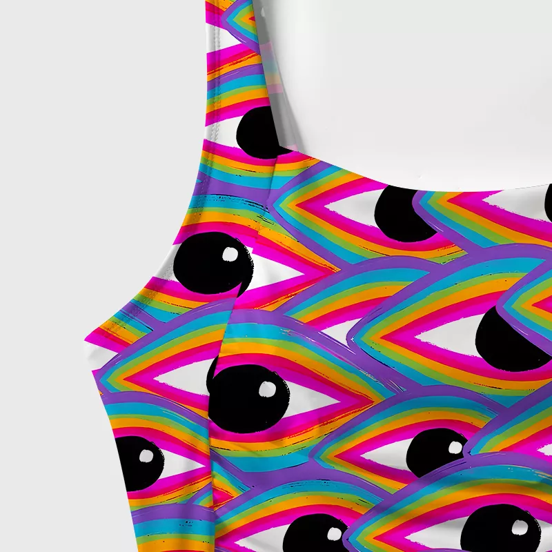 Soulisfree Rainbow Ocular Wave One‑Piece Swimsuit