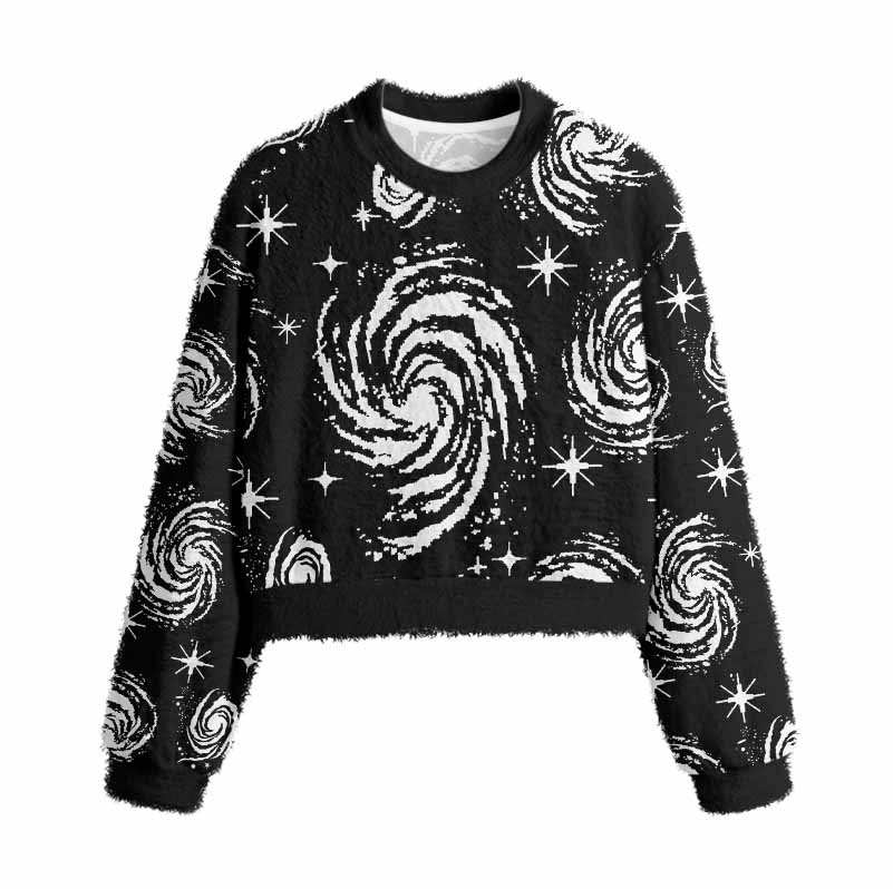 Soulisfree Galactic Swirl: A Cosmic Journey  Women's Fuzzy Crewneck Sweater