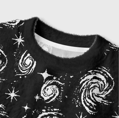 Soulisfree Galactic Swirl: A Cosmic Journey  Women's Fuzzy Crewneck Sweater