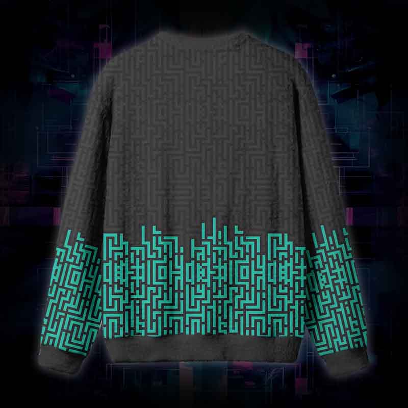 Soulisfree Digital Maze Fuzzy Crewneck Sweater