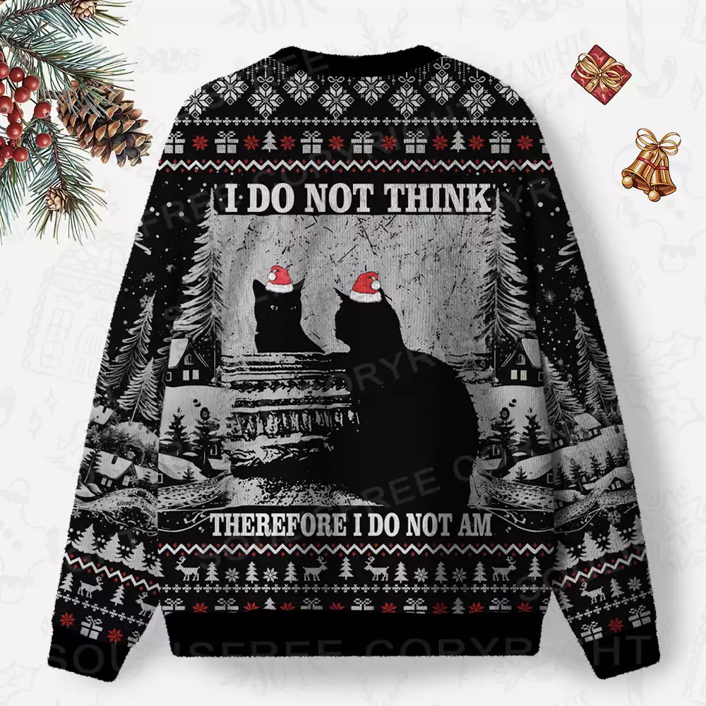 I DO NOT THINK THEREFORE I DO NOT AM Ugly Christmas Knit Sweatshirt