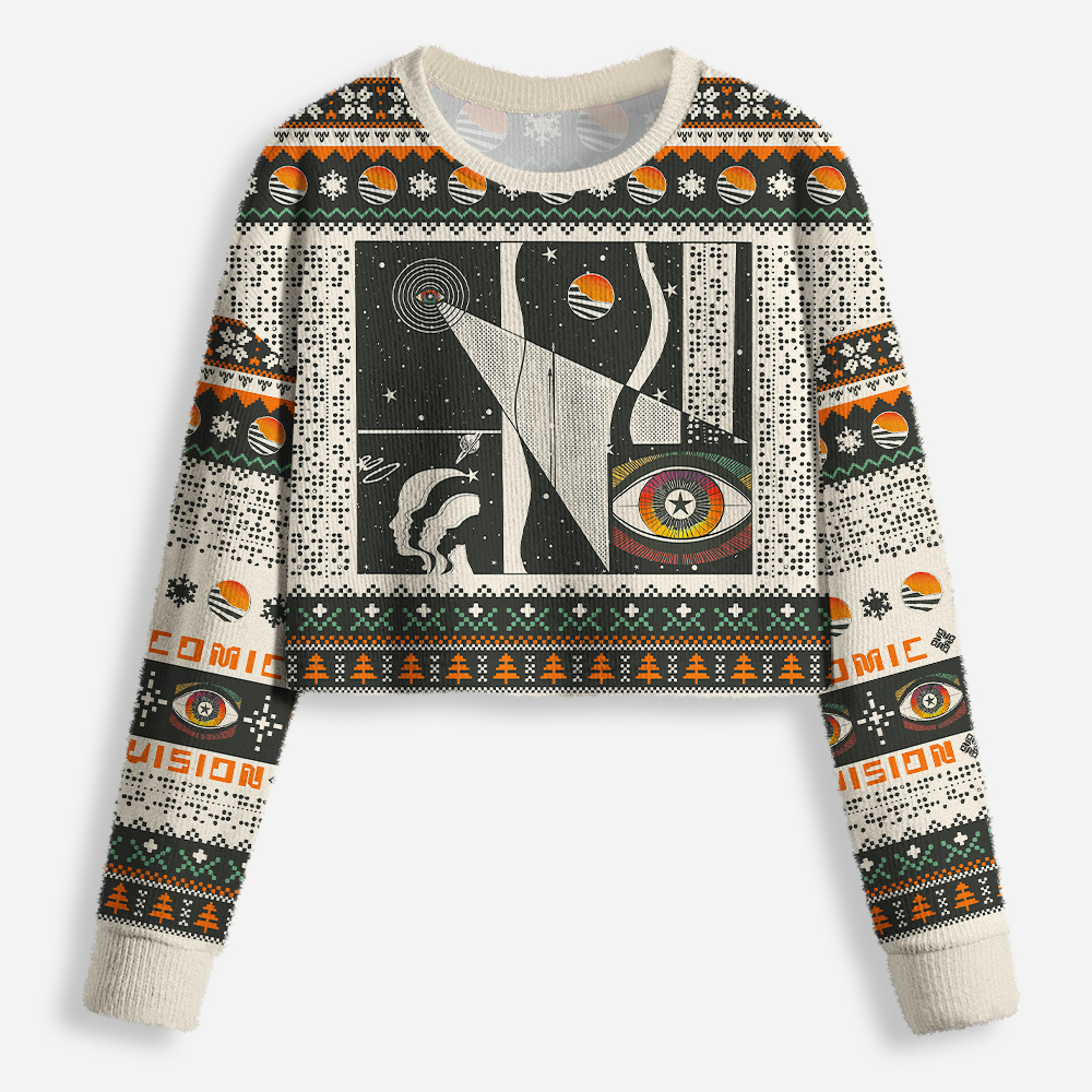 Visionary Space Cropped Ugly Christmas Sweater