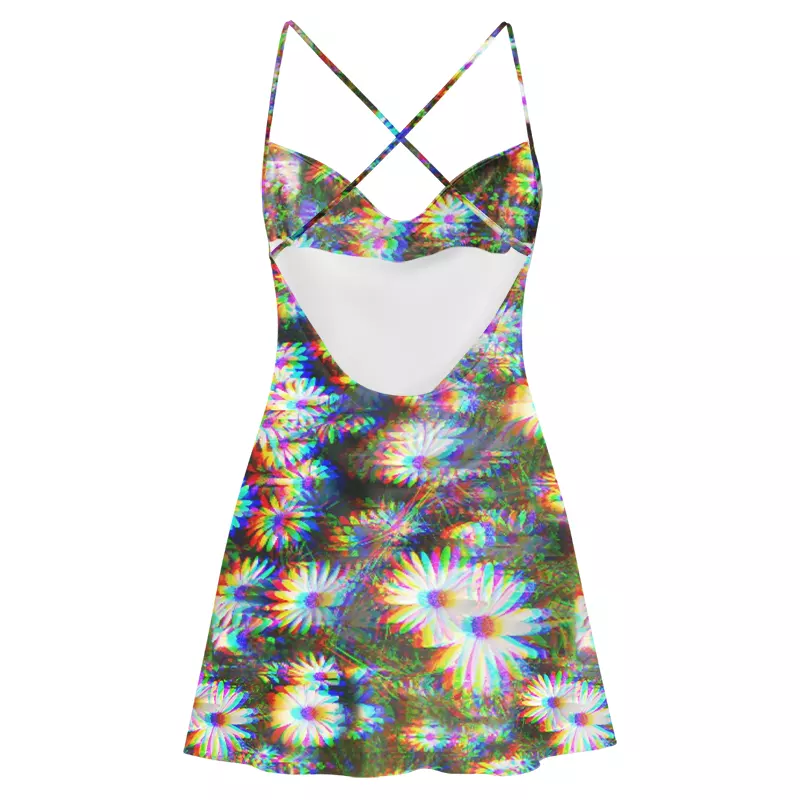 Soulisfree Holo Daisy  Cowl Neck Satin Mini Dress