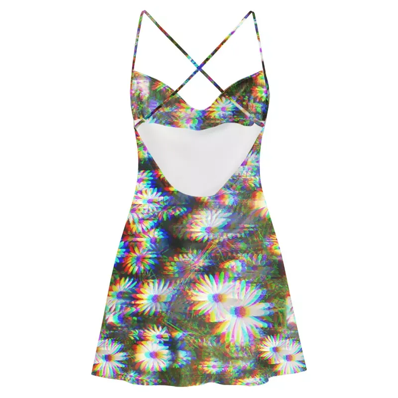 Soulisfree Holo Daisy  Cowl Neck Satin Mini Dress