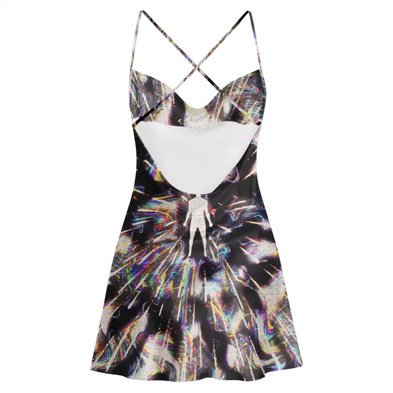 Soulisfree Ethereal Trippy Energy Cowl Neck Satin Mini Dress