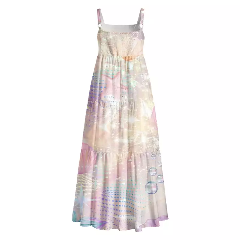 Soulisfree Holographic Beach Seashell Boho Maxi Dress