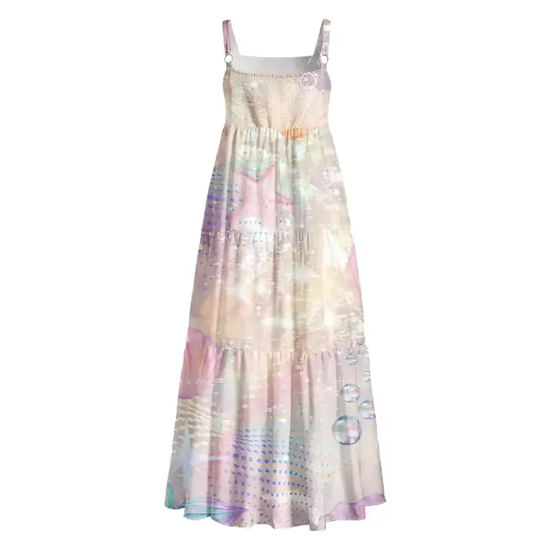 Soulisfree Holographic Beach Seashell Boho Maxi Dress