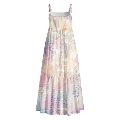Soulisfree Holographic Beach Seashell Boho Maxi Dress