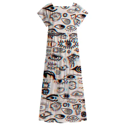 Soulisfree Optical Illusion Third‑Eye Square Neck Maxi Dress