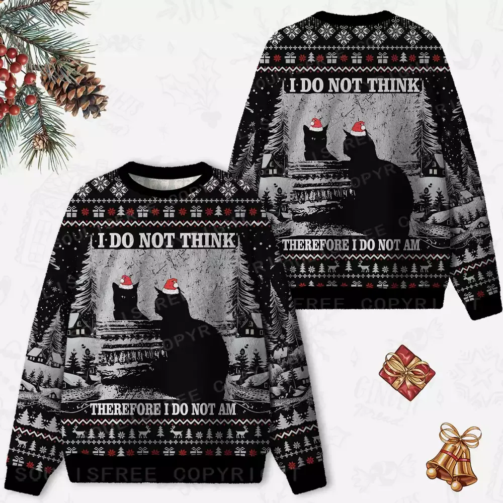 I DO NOT THINK THEREFORE I DO NOT AM Ugly Christmas Knit Sweatshirt