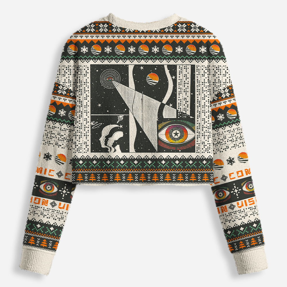 Visionary Space Cropped Ugly Christmas Sweater