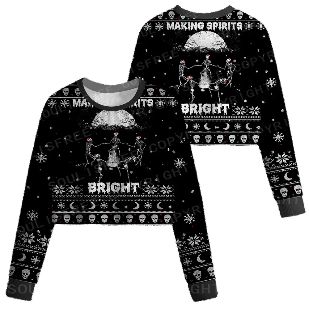 Making Spirits Bright Cropped Ugly Christmas Sweater