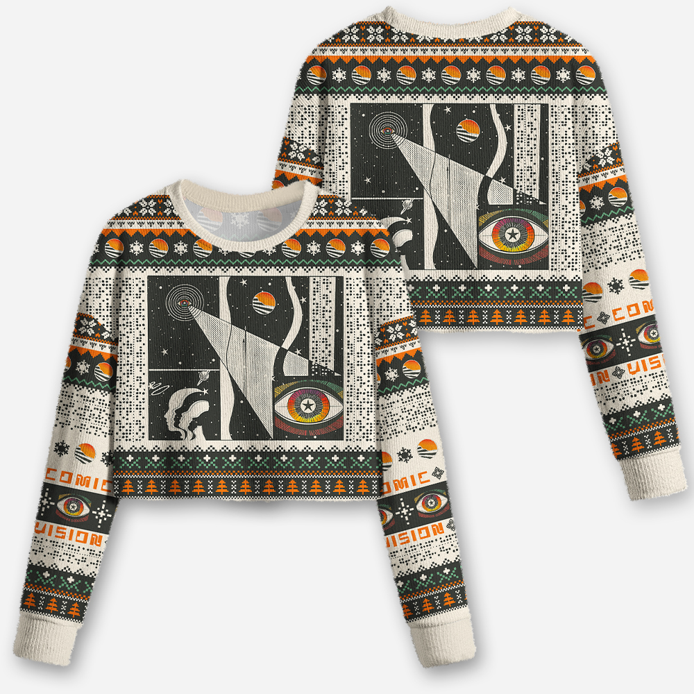 Visionary Space Cropped Ugly Christmas Sweater