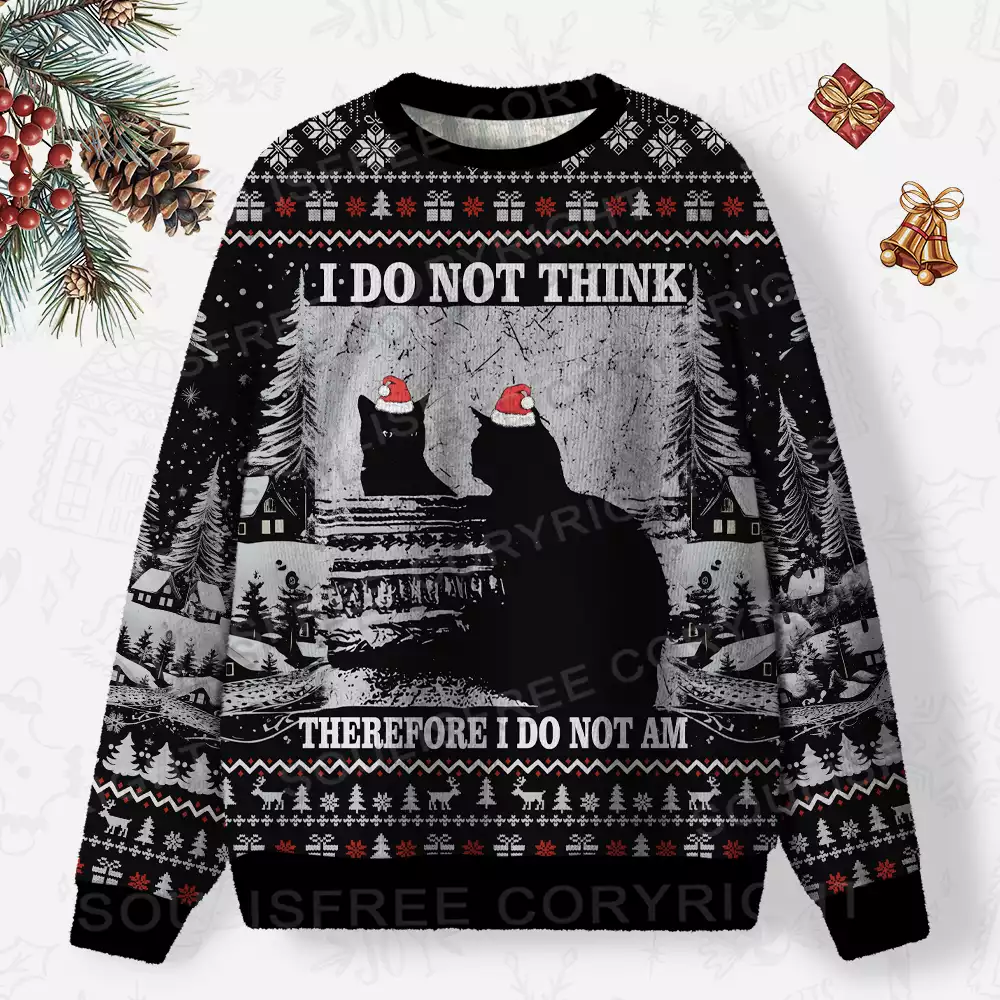I DO NOT THINK THEREFORE I DO NOT AM Ugly Christmas Knit Sweatshirt
