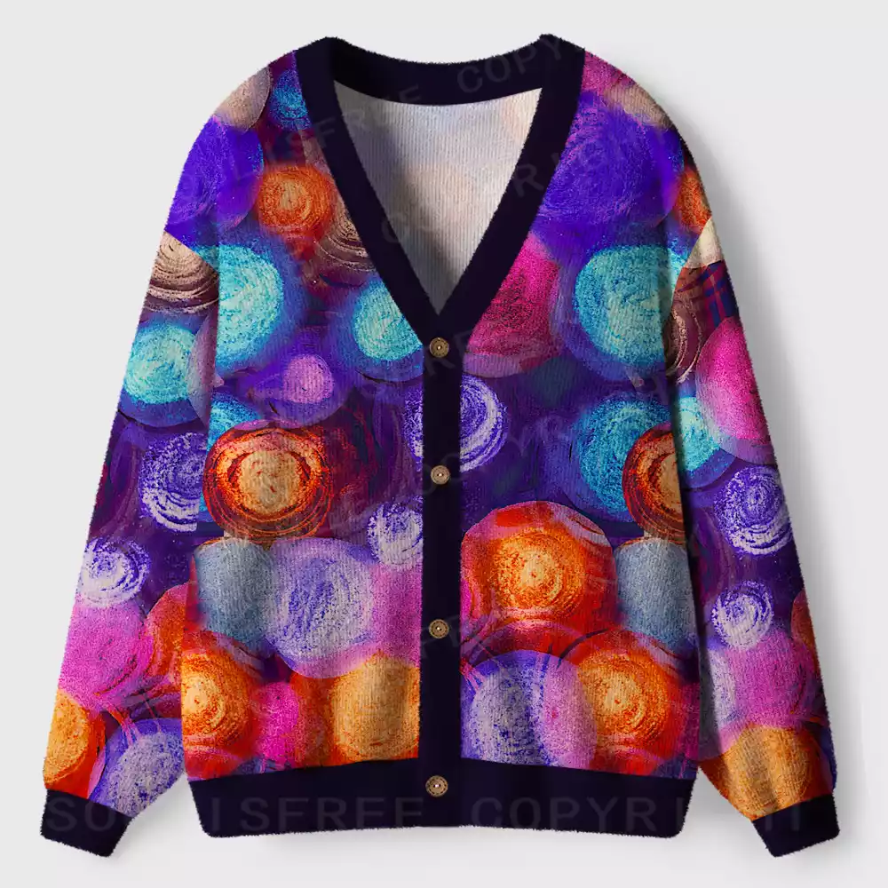 Psychedelic Star Ring Ugly Cardigan Sweaters