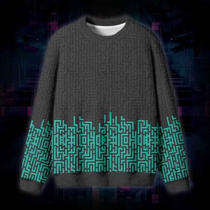 Soulisfree Digital Maze Fuzzy Crewneck Sweater