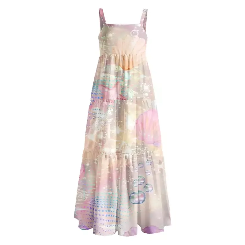 Soulisfree Holographic Beach Seashell Boho Maxi Dress
