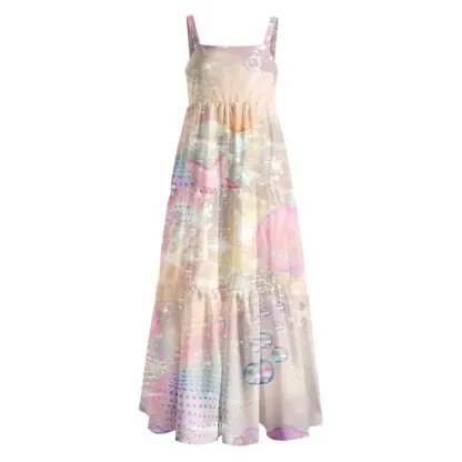 Soulisfree Holographic Beach Seashell Boho Maxi Dress