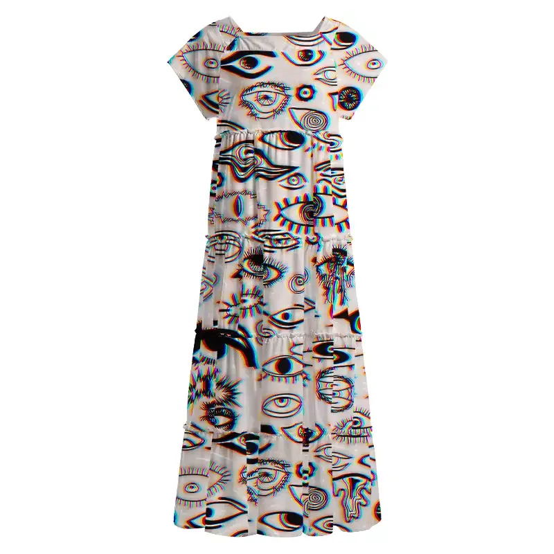 Soulisfree Optical Illusion Third‑Eye Square Neck Maxi Dress